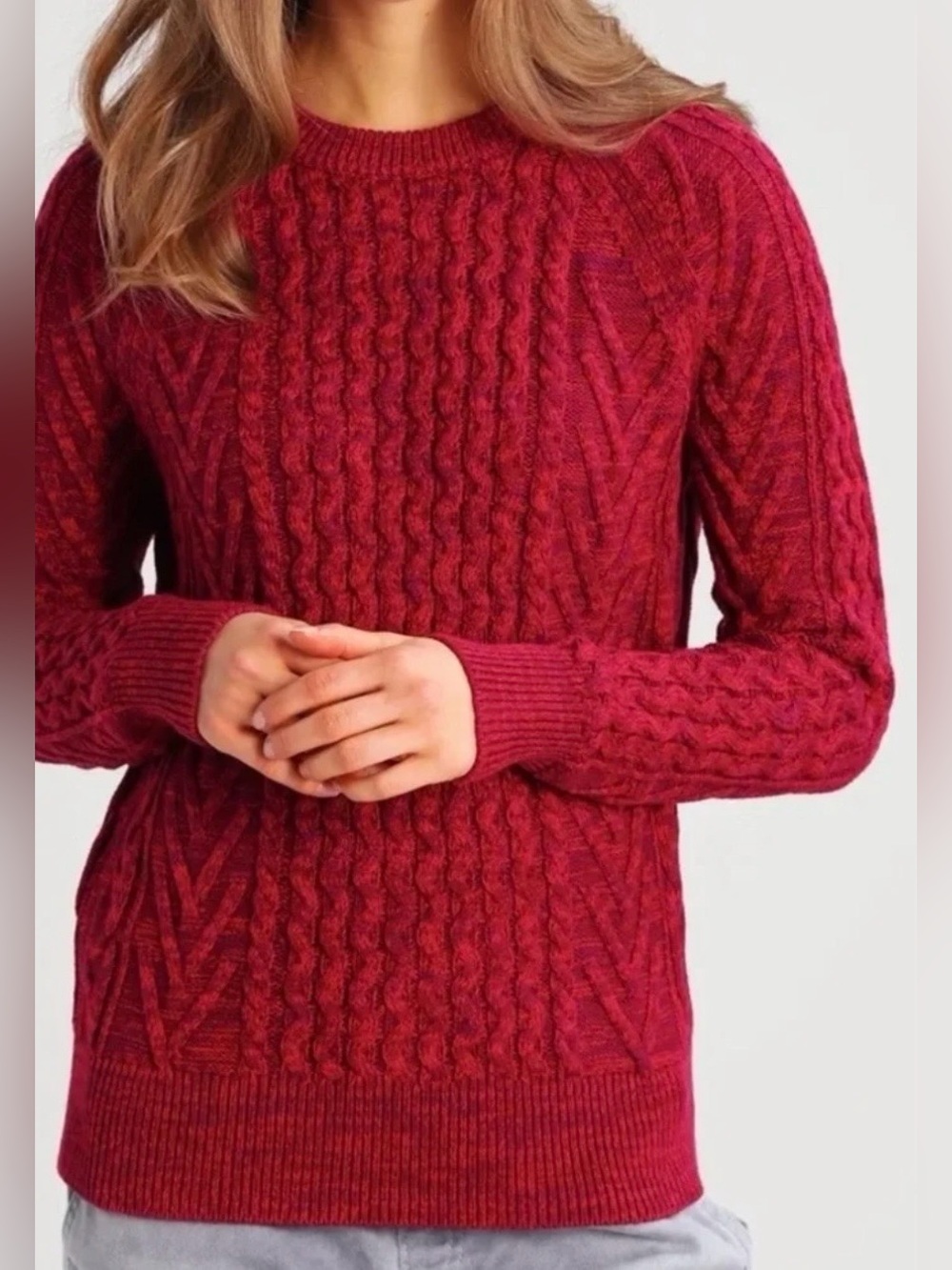 GAP - Cable Crew Neck Knit - Berry Red - Women’s Size Medium
